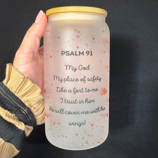 Psalm91 - 16 oz Frosted Can Glass