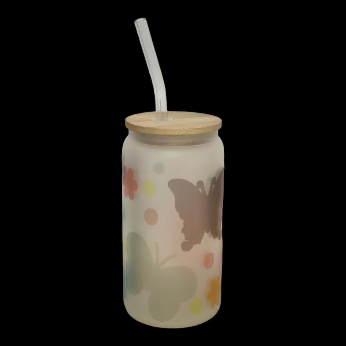 Butterfly - 16 oz Frosted Glass Can