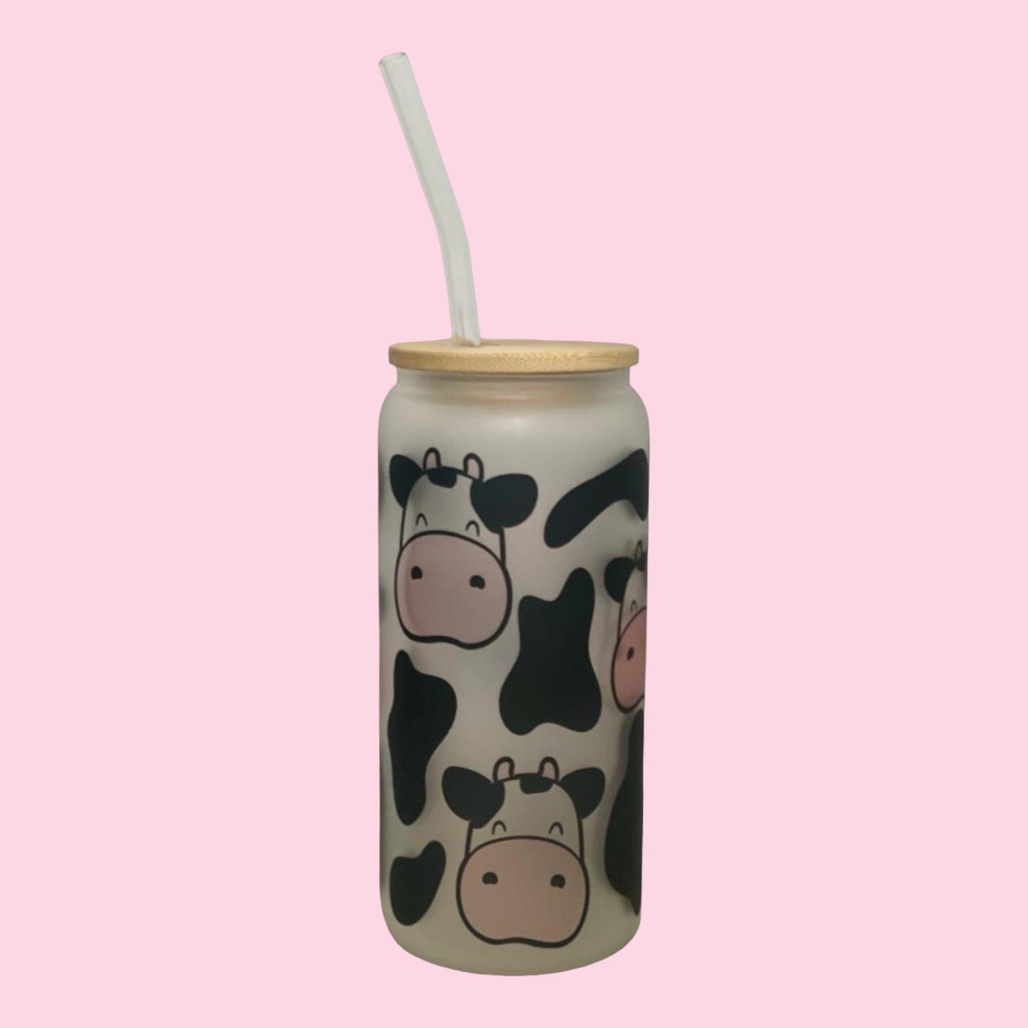 Cow light pink - 20oz Frosted Glass Can