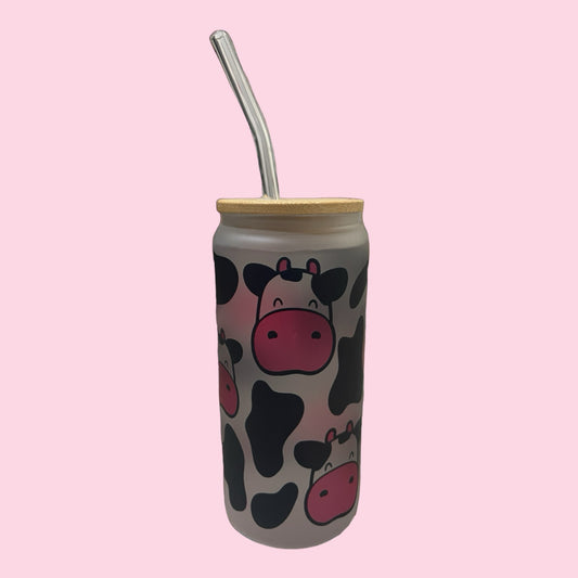 Cow pink - 20oz Frosted Glass