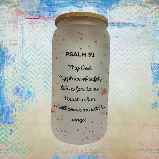 Psalm91 - 16 oz Frosted Can Glass
