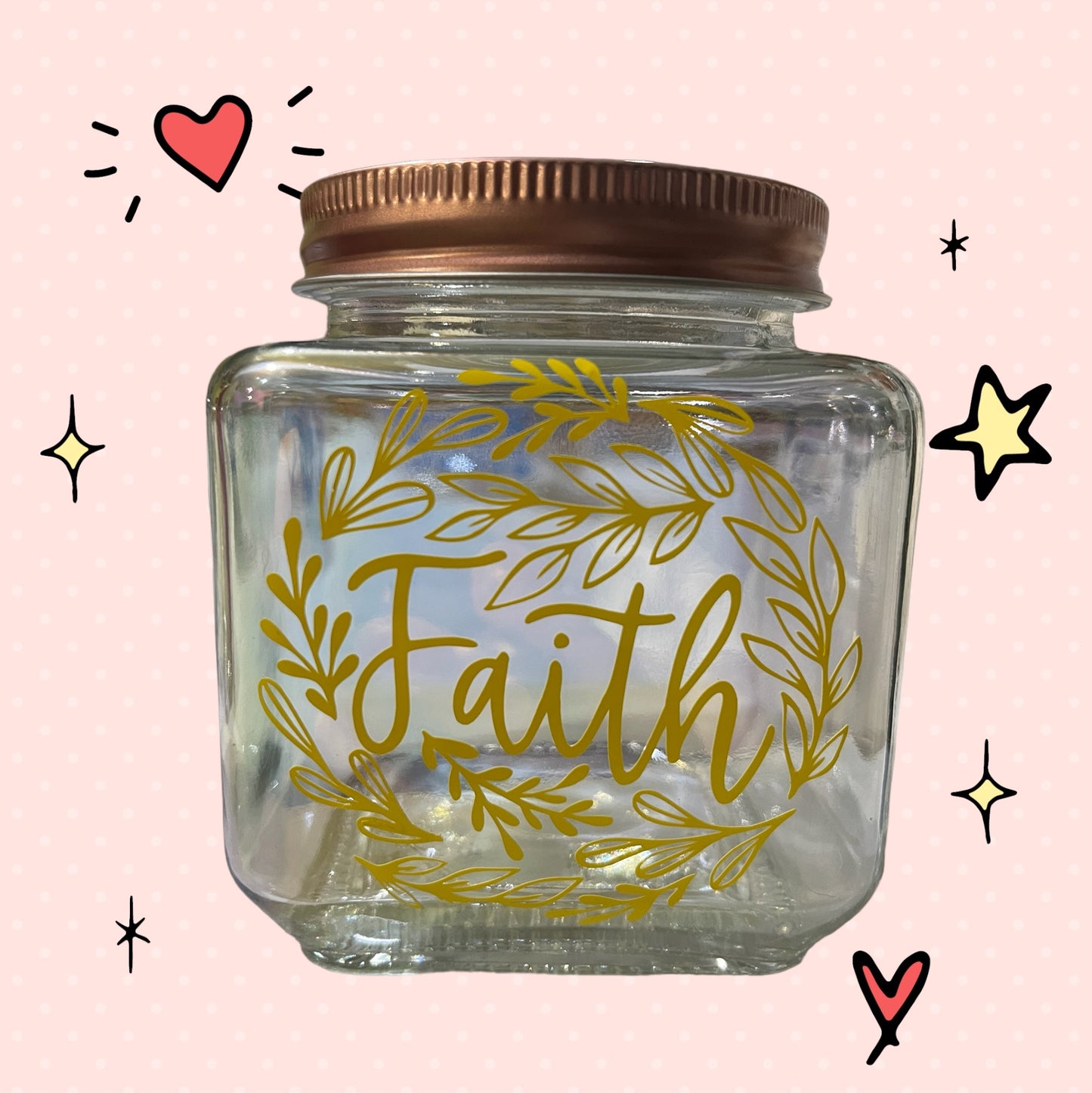 Faith with circle of leaves - Small Jar