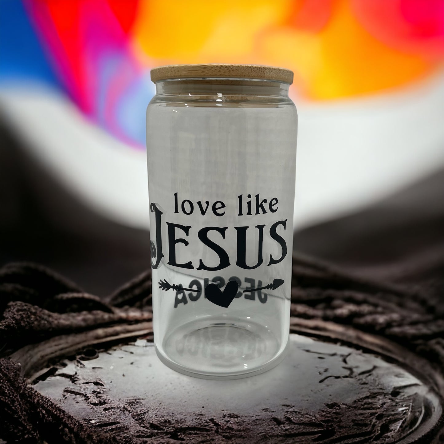 Love Like Jesus - 16oz Glass Clear Can