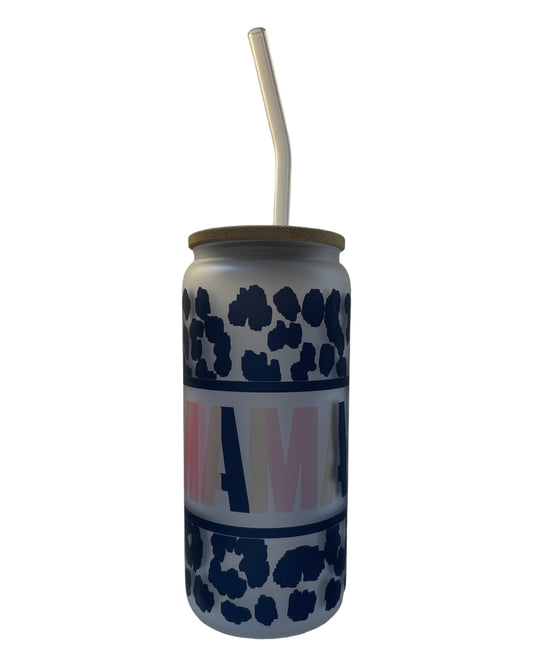 MAMA Cow design - Frosted Glass Can